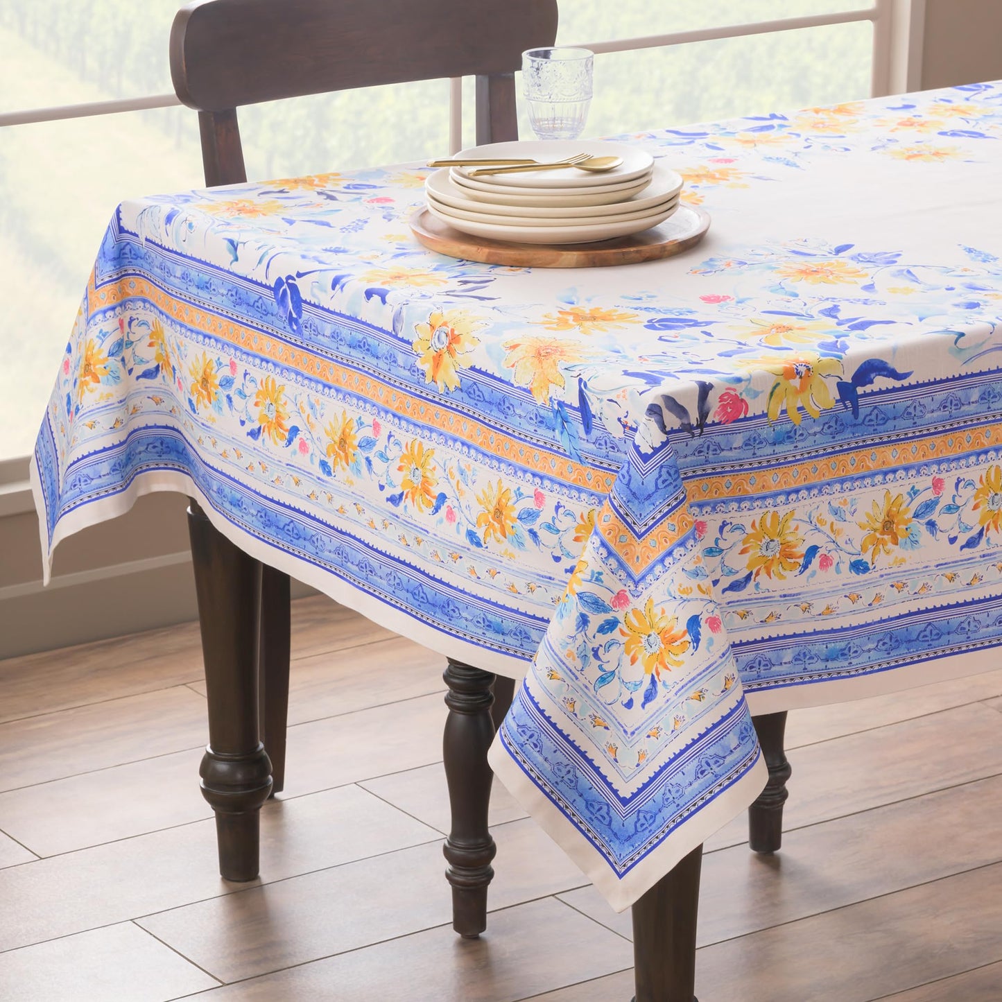 Maison d' Hermine Table Cloth Rectangle Table 100% Cotton 70 x 108 Inches Tablecloth Reusable Decorative for Dining Kitchen Room Farmhouse Home Gifts for Mothers Day Spring Summer - Girassol