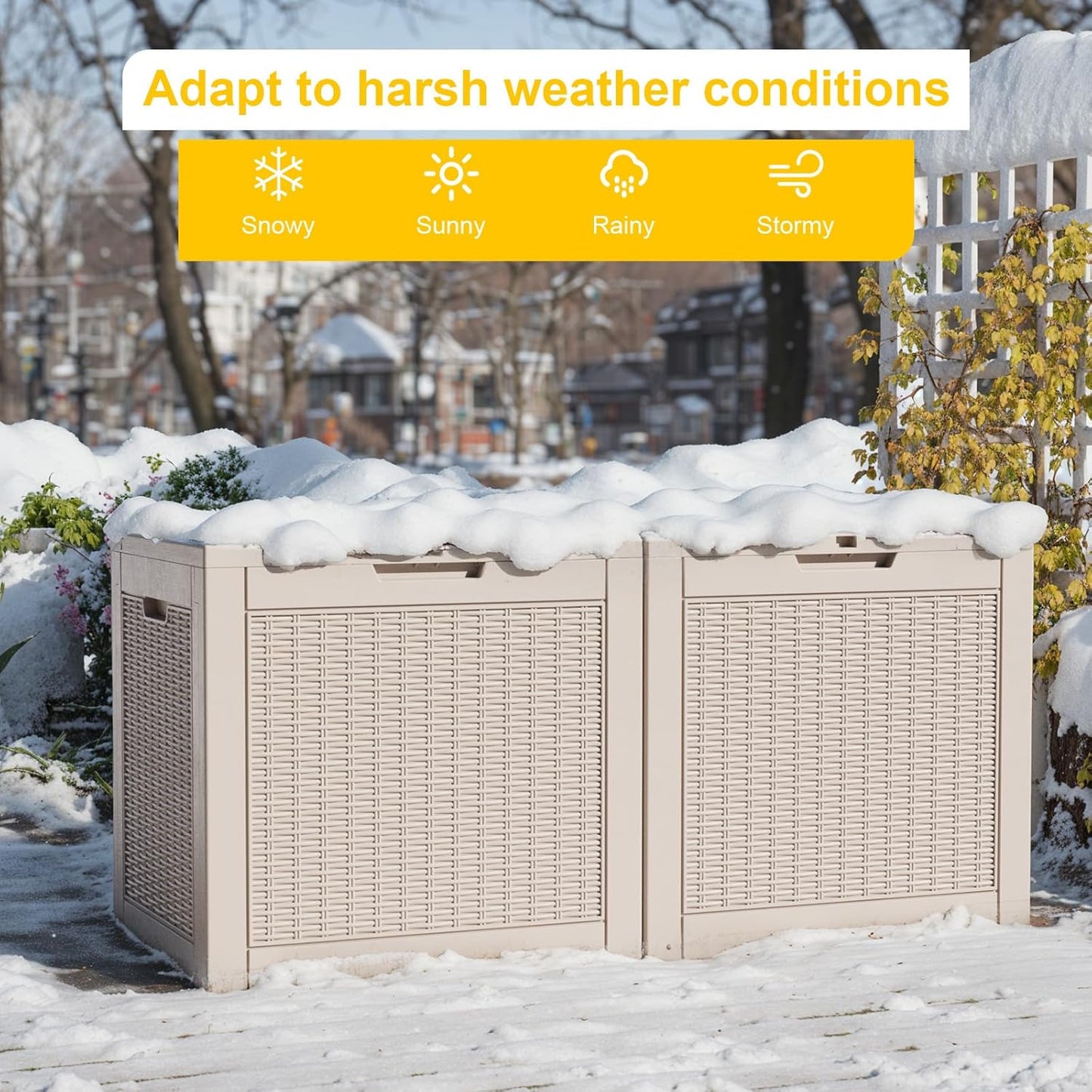 Skiennix 37 Gallon Outdoor Deck Box - Lockable Waterproof Storage for Garden Tools & Cushions | Grey