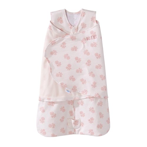 HALO 100% Cotton Sleepsack Swaddle - 3-Way Adjustable Wearable Blanket, TOG 1.5, Watercolor Rose Toss Blush, Newborn (0-3 Months)