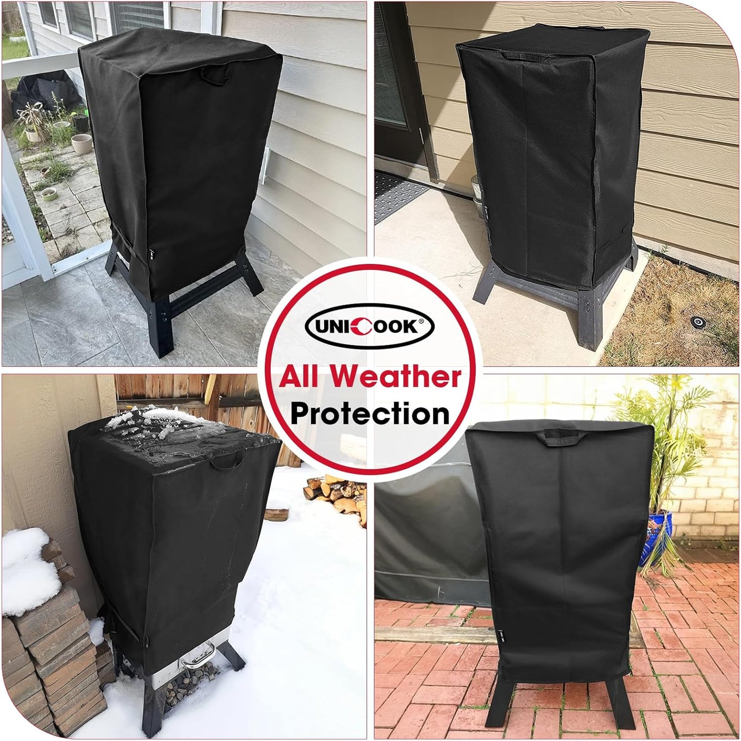 Unicook 30 Inch Electric Smoker Cover - Heavy Duty Waterproof BBQ Grill Protection | All Weather Resistant, 18" W x 17" D x 33" H
