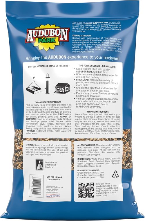 Audubon Park Songbird Blend Wild Bird Food - Premium Outdoor Feeder Mix, 14-Pound Bag
