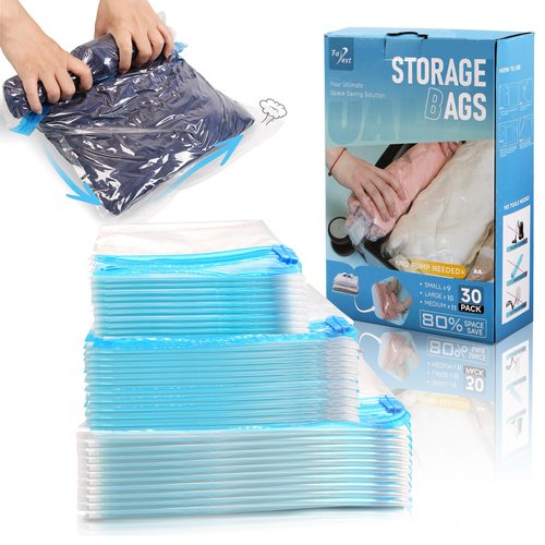 Compression Bags for Travel - Travel Essentials - 30 Pack Space Saver Bags - No Vacuum Needed - Compression Packing Bags for Cruise Accessories