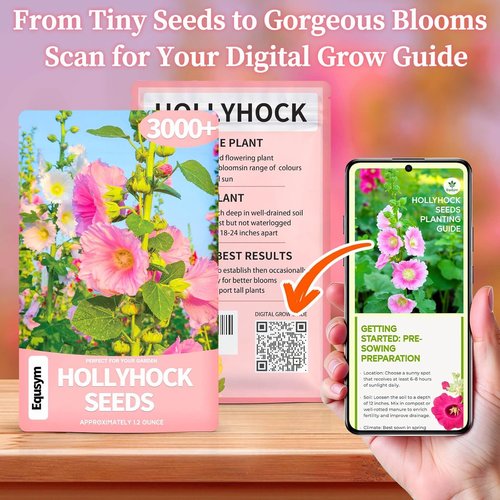 Hollyhock Seeds - 3000+ Bulk Pack of Mixed-Color Perennial Blooms | Attracts Pollinators, Easy to Grow