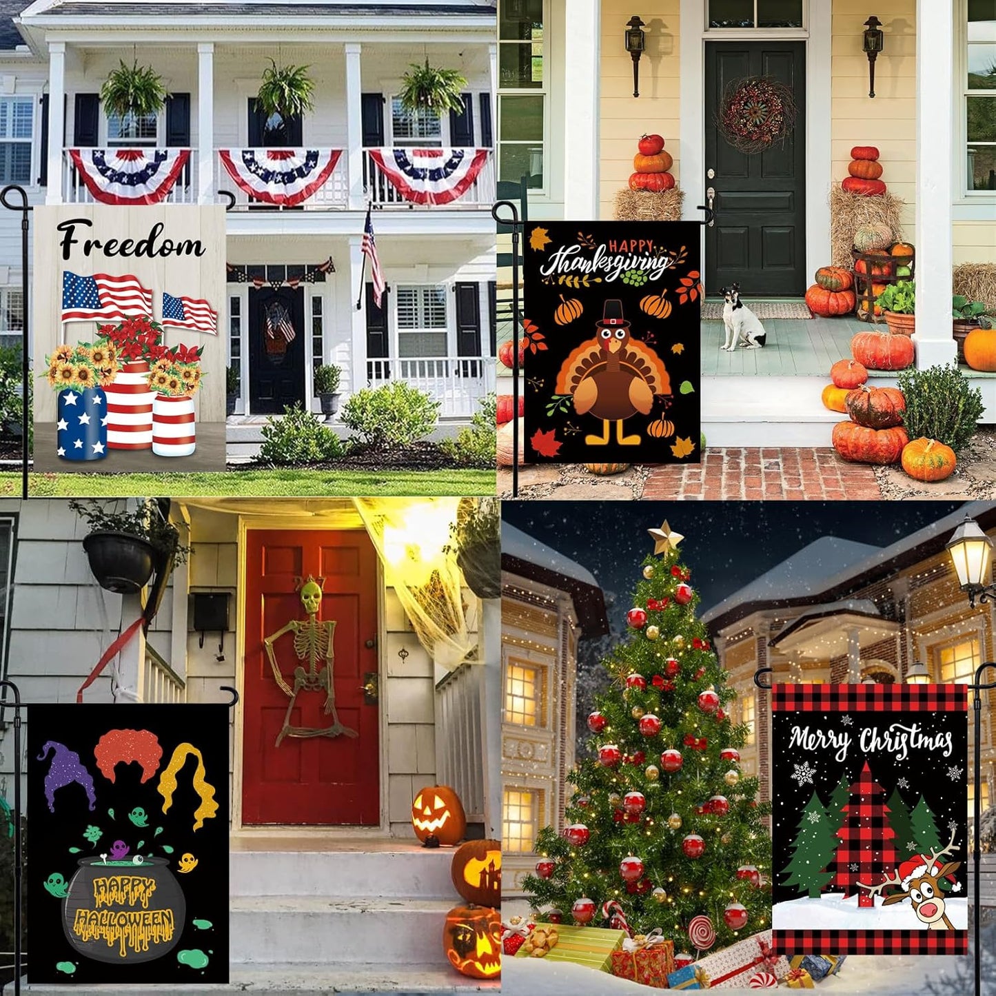 Pating Seasonal Garden Flags - Set of 12 Double-Sided 12x18 Inch Yard Flags for Year-Round Outdoor Decor