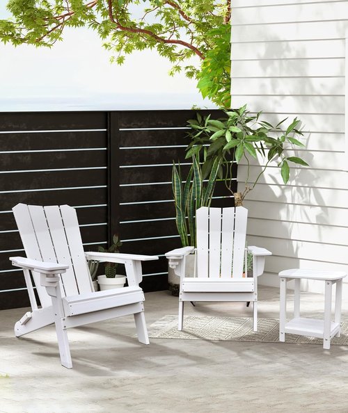 Adirondack Outdoor Side Table - 2-Tier HDPE Storage for Patio, Pool, Garden & Lawn