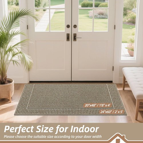 BEQHAUSE Dirt Trapper Door Mat - Non-Slip, Washable, Absorbent 24" x 60" Light Beige Entrance Mat