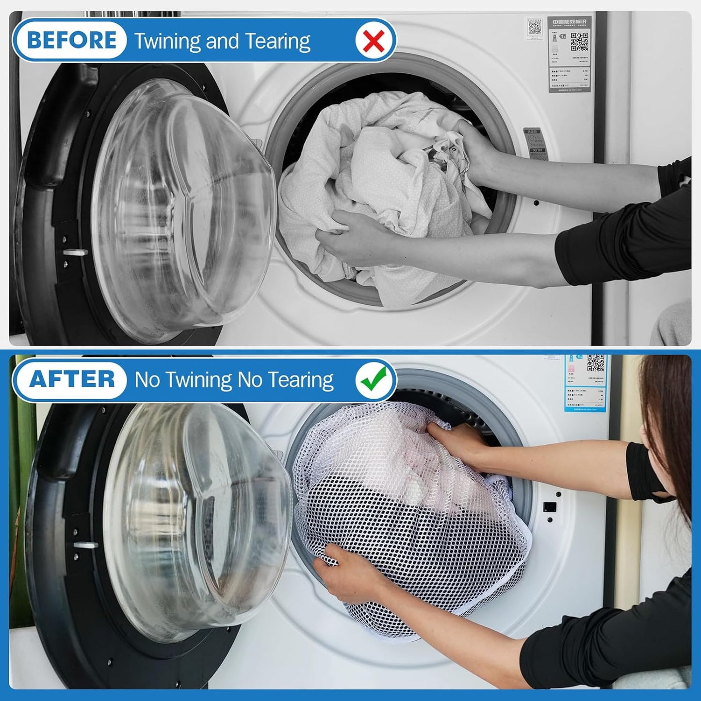 Skiennix Jumbo Mesh Laundry Bags - 3Pcs Wash Bags for Delicates, Bed Linen & Toys | 28 x 26 Inches