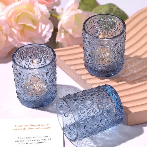 Blue Votive Candle Holders by [Brand Name] - Set of 12 for Weddings, Parties & Home Decor
