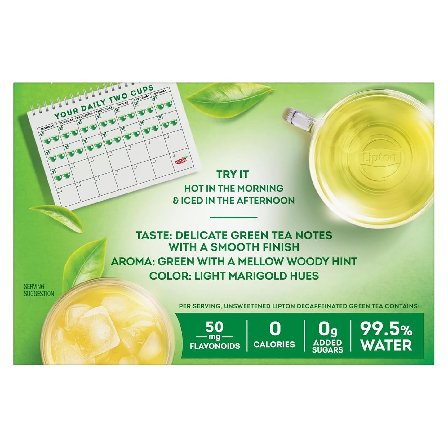 Lipton Decaffeinated Green Tea Bags - Unsweetened, Flavonoid-Rich, 40 Count for Hot or Iced Tea