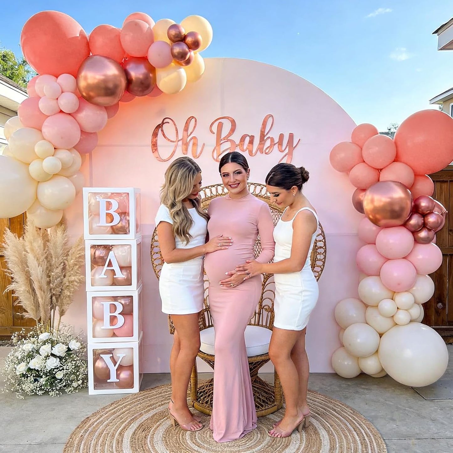 Winrayk Rose Gold Balloons - Floral Baby Shower Decorations with Letters | Pink Balloon Arch Kit for Girls