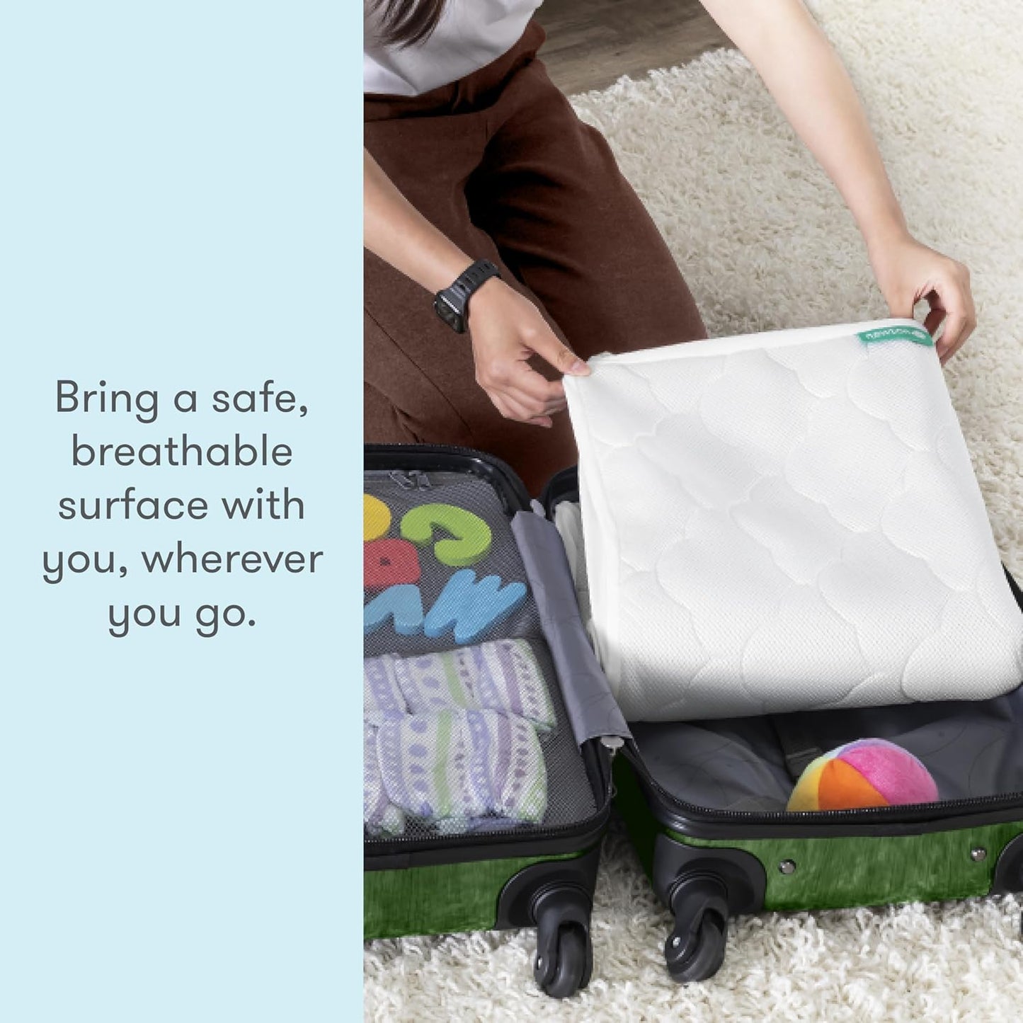 Newton Baby Waterproof Crib Mattress Pad - Ultra-Breathable Quilted Comfort | Universal Fitted Skirt | Machine Washable