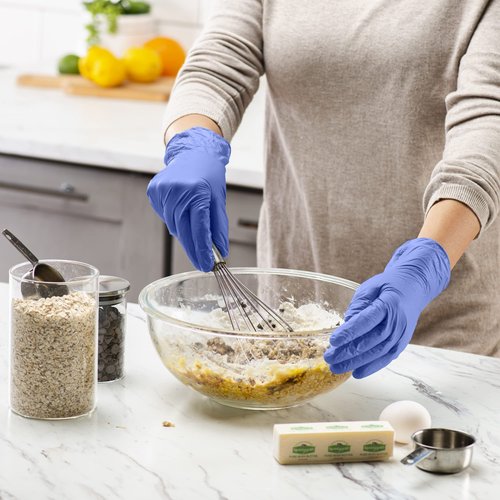 GUSTO Blue Nitrile Disposable Gloves [100 Count] 4 Mil Thick - Latex & Rubber Free - Non-Sterile, Powder-Free Gloves for Cleaning, Cooking, and Professional Use - Medium (Formerly Comfy Package)