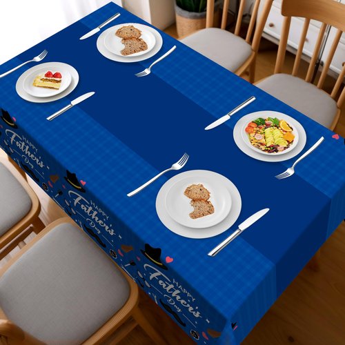 Childom 2 Pack Fathers Day Tablecloth,54" x 108" Plastic Disposable Table Covers for Rectangle,Fathers Day Decorations for Party Supplies,Plastic Party Table Cloth for Home Dinner Picnic Buffet Tables
