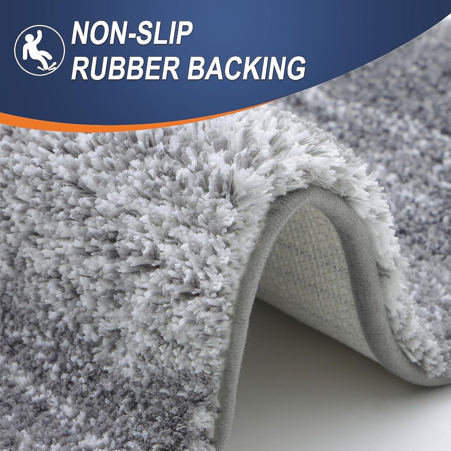 OLANLY Bathroom Rugs - Extra Soft Microfiber Mat | Quick-Dry, Rubber Backing, 34x21, Grey