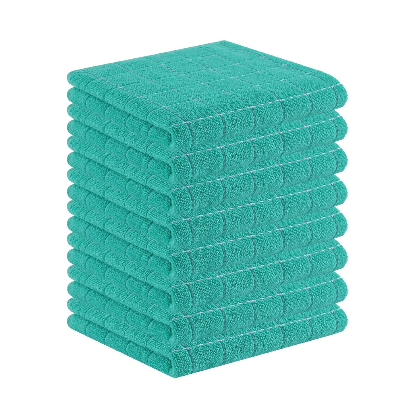 Homaxy 100% Cotton Terry Kitchen Dish Cloths, Ultra Soft and Absorbent Dish Towels for Kitchen, Suitable for Drying and Washing Dishes, 12 Pack, 12 x 12 Inches, Turquoise
