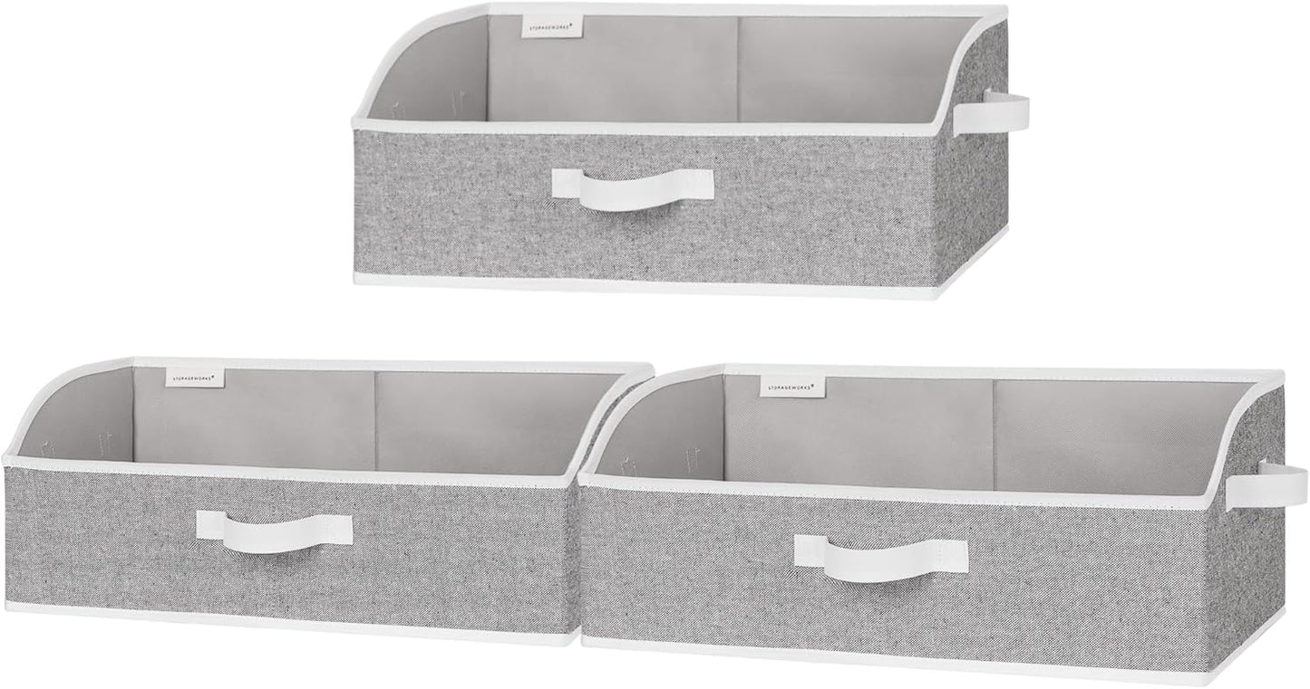 StorageWorks Trapezoid Closet Storage Bins - Foldable Fabric Organizing Baskets, Large Gray, 3-Pack
