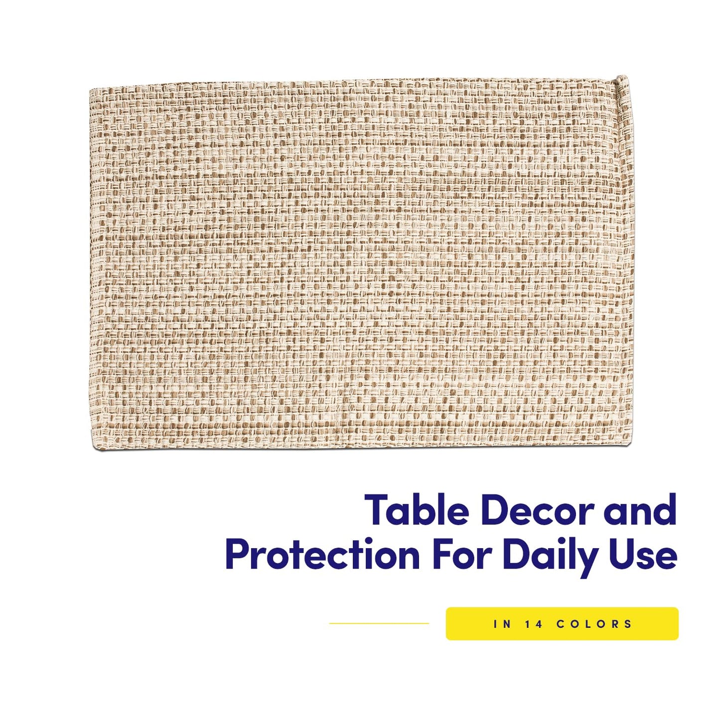 Sweet Home Collection 100% Cotton Placemats for Dining Room Rectangle Two Tone Woven Fabric 13" x 19" Soft Durable Table Mat Set, Set of 4, Eggshell