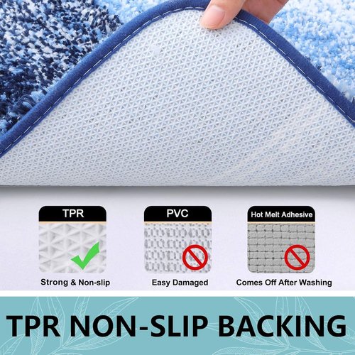 Arotive Microfiber Bath Rug - Soft, Absorbent & Non-Slip | Machine Washable, 24x16, Blue