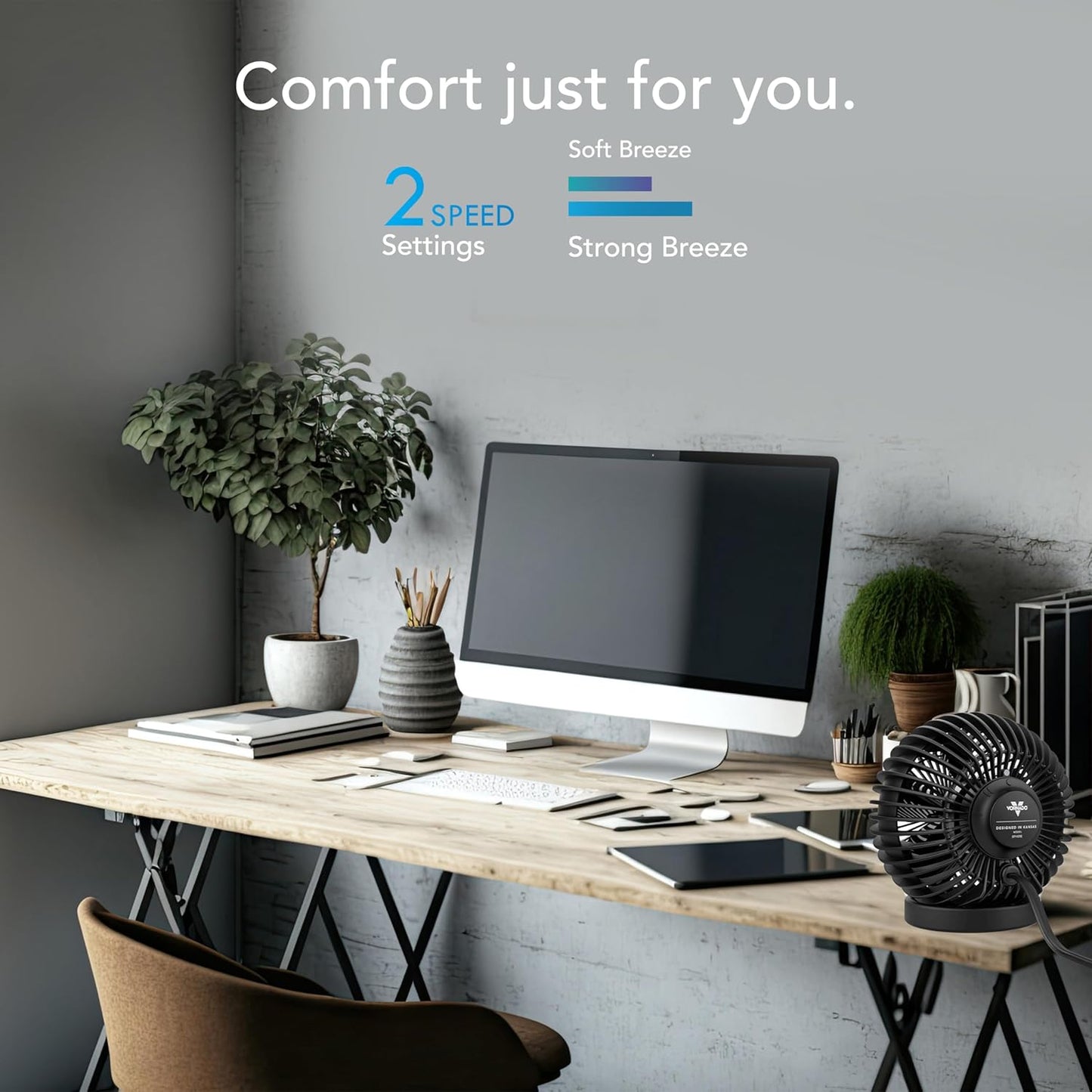 Vornado SPHERE Personal Fan - Quiet Operation & Targeted Airflow | 2 Speed Settings, Black