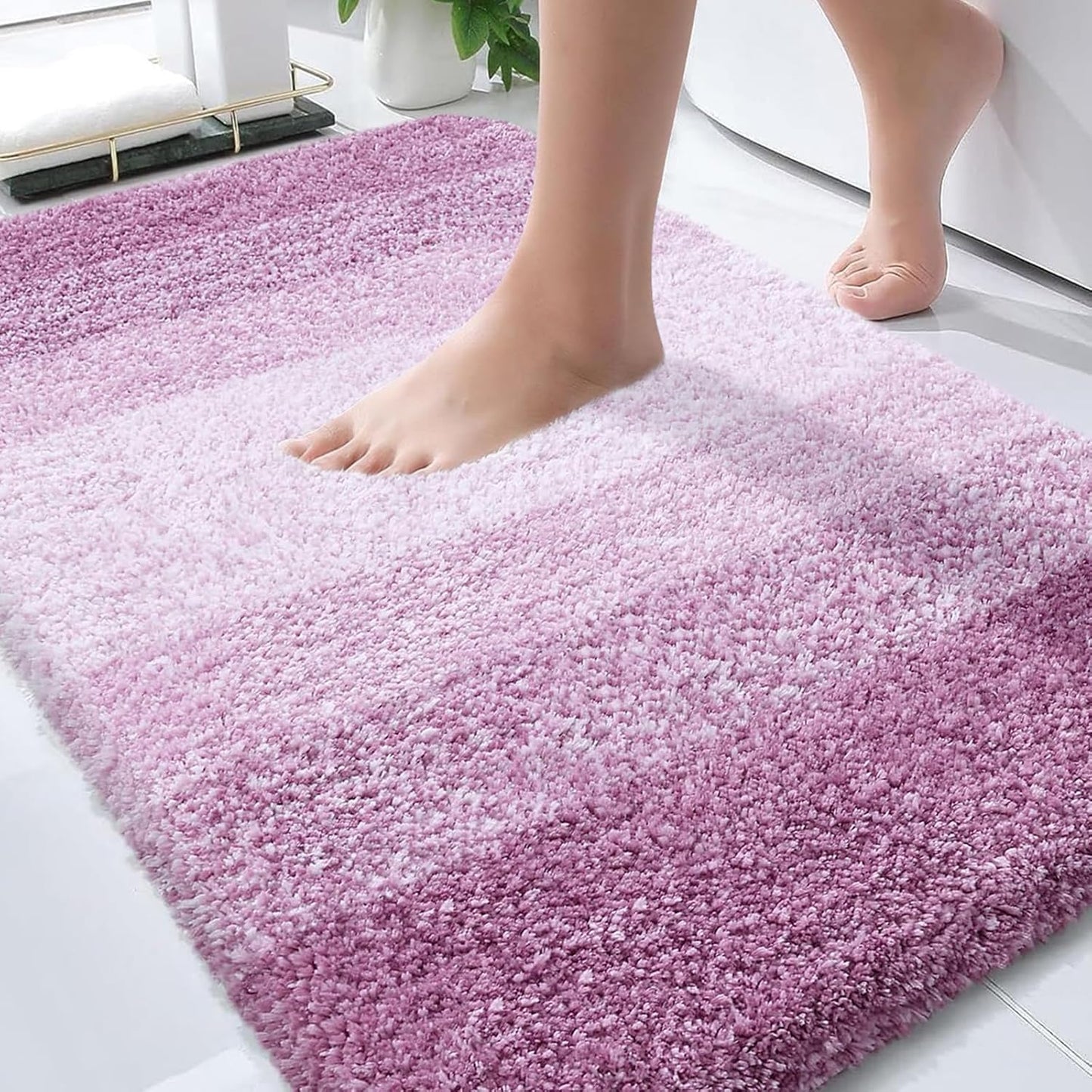 OLANLY Bathroom Rugs - Extra Soft Microfiber Mat | Quick Dry, Washable, 30x20, Pinkish-Purple