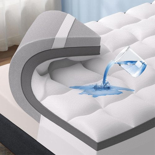 Bedsure Queen Mattress Topper - 4 Inch Dual Layer Gel Memory Foam & Waterproof Pillow Top | 60x80 Inches