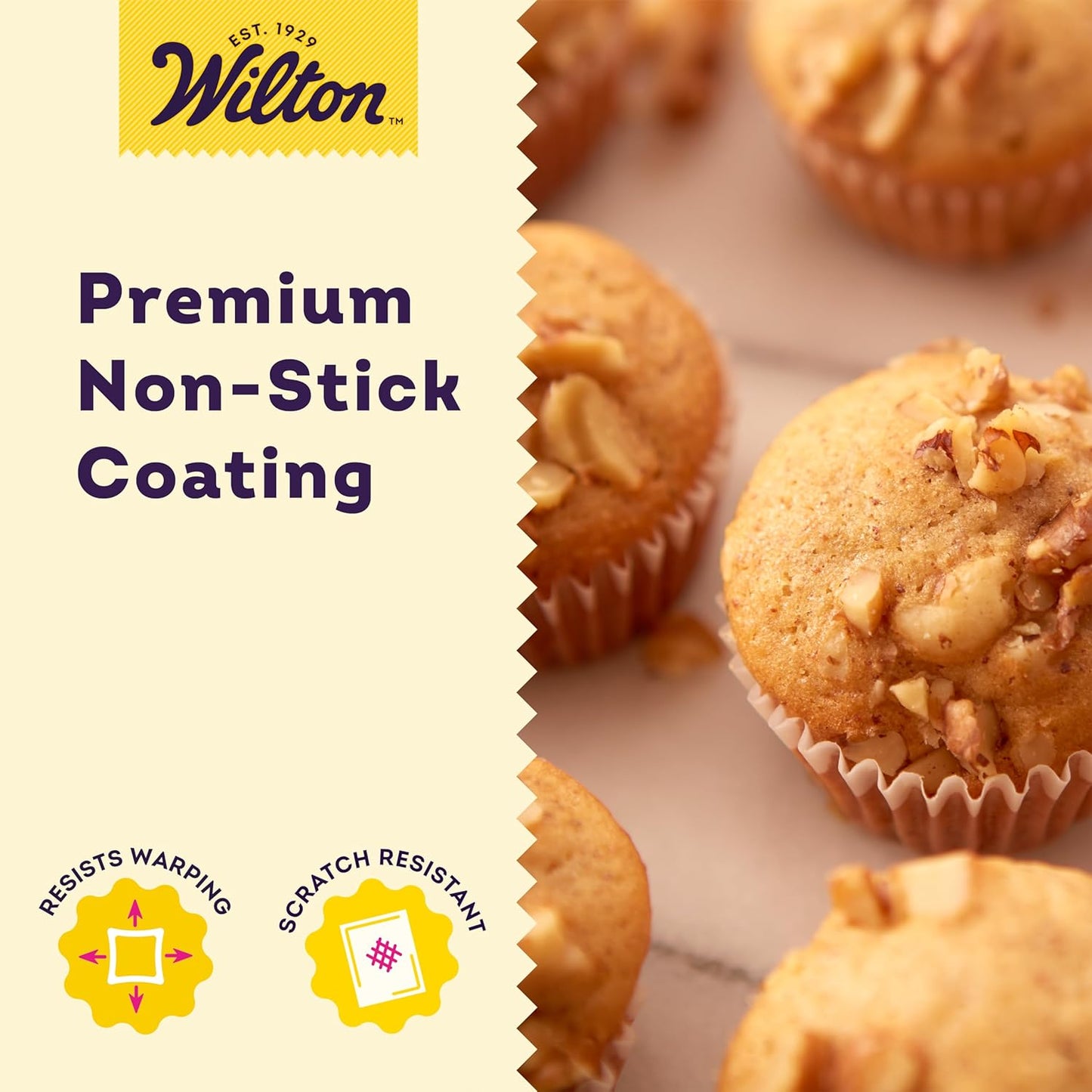 Wilton Gold Non-Stick Mini Muffin Pan - Perfect for Cupcakes & Muffins - PFAS-Free, Scratch Resistant - 16 x 10 Inch, 24 Cups