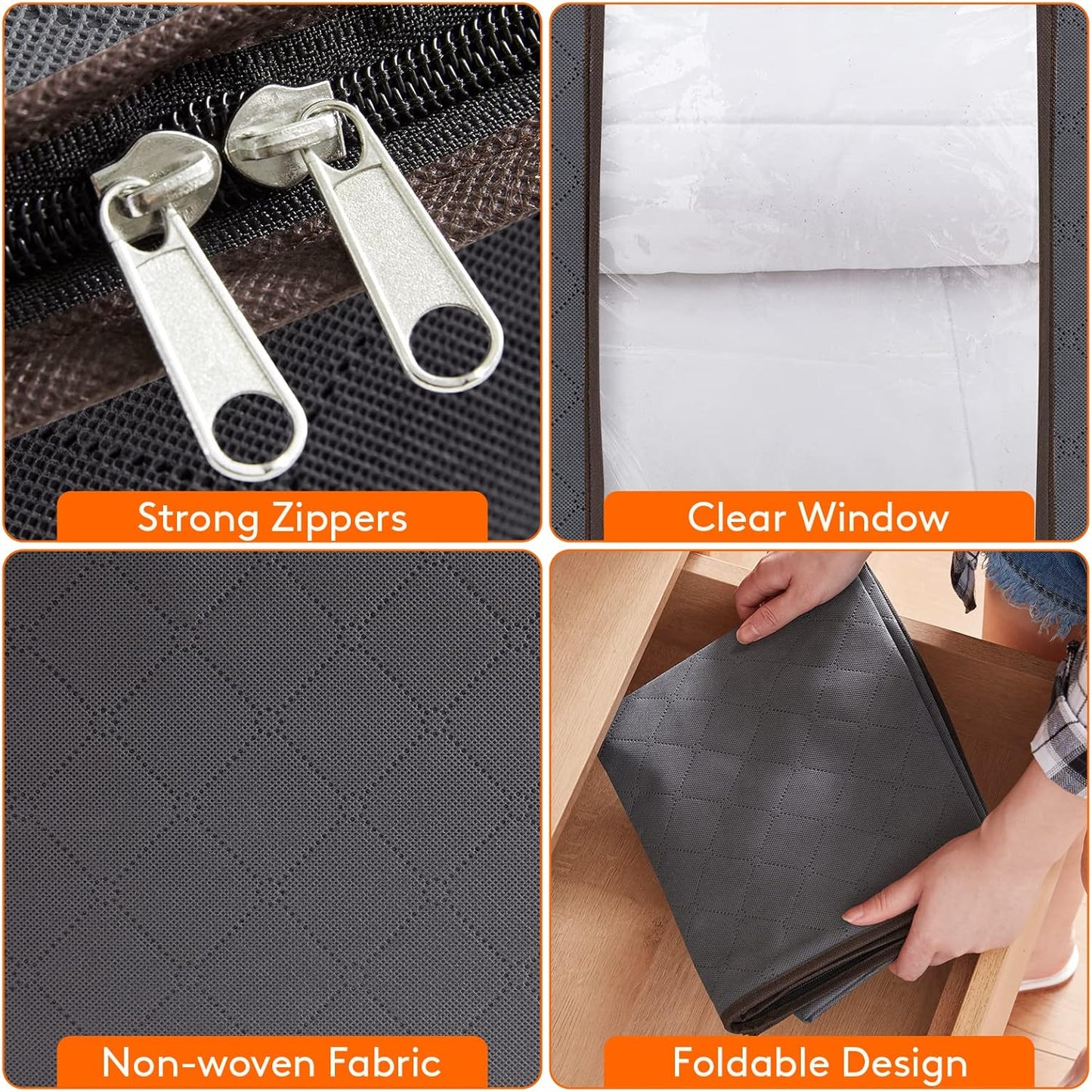Lifewit 90L Extra Large Blanket Storage Bags - Foldable Comforter & Bedding Containers | 5 Pack with Reinforced Handles
