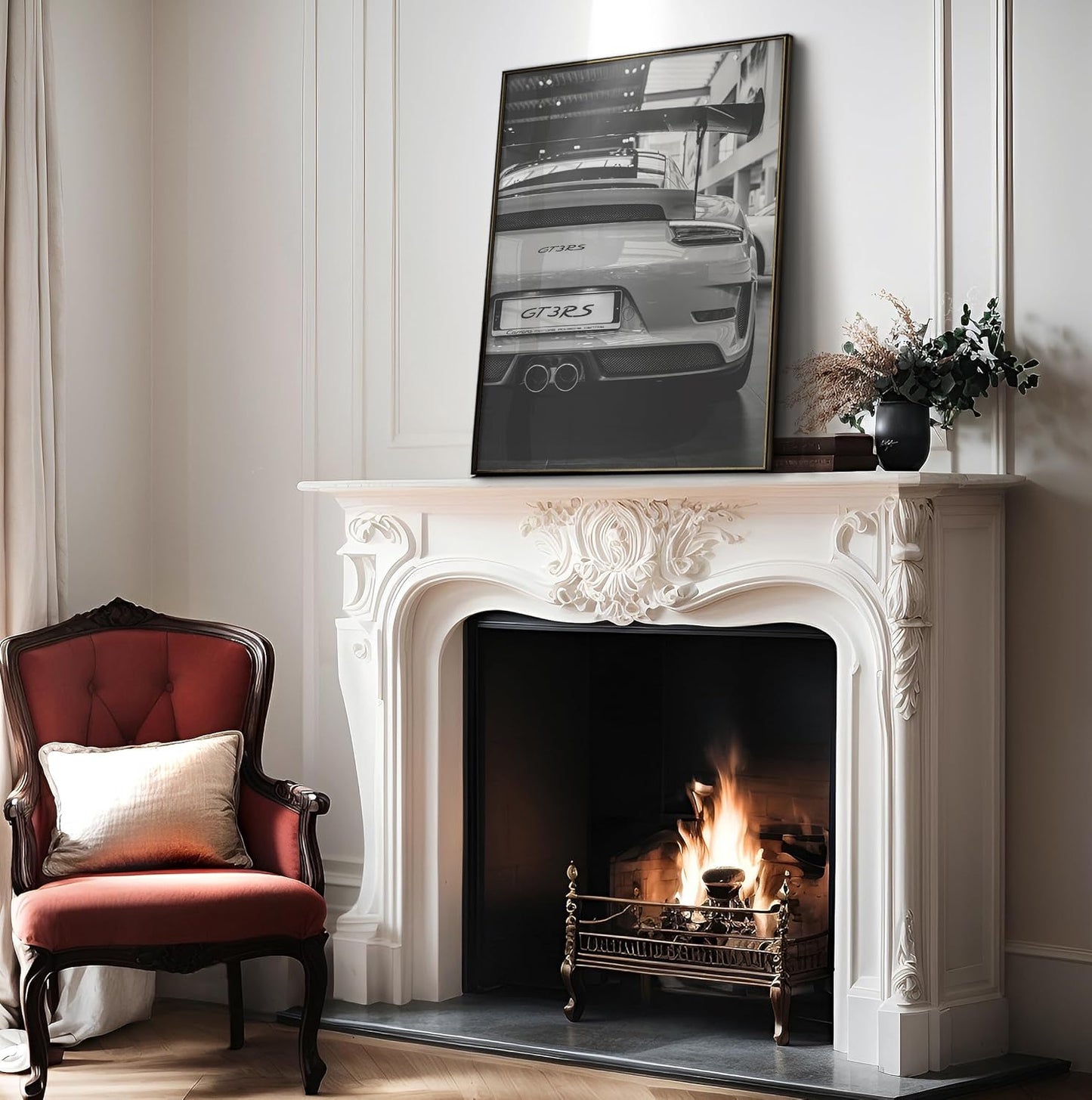 Poster Master Luxury Car Print - Black and White Automobile Photography - 8x10 Unframed Wall Art