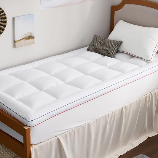 Bedsure Twin XL Mattress Topper, 900GSM Thick Soft Twin Extra Long Mattress Topper with Deep Pocket up to 6-21 Inches Mattress, Quilted Fitted Breathable Bed Pad Cover for College Dorm, White