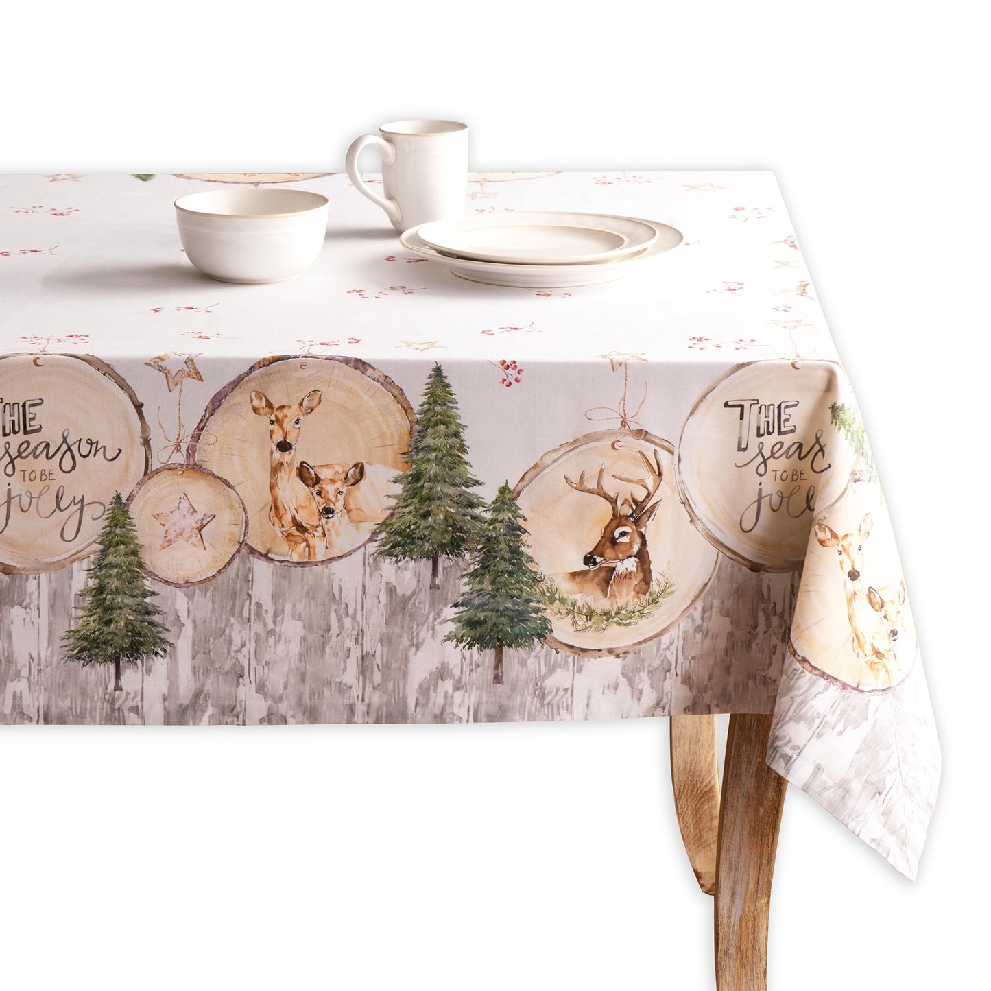 Maison d' Hermine Table Cloth Rectangle Table 100% Cotton 60 x 108 Inches Fall Tablecloth Reusable Everyday Use for Thanksgiving Christmas Decorations Dining Farmhouse Party (Mountain Life)