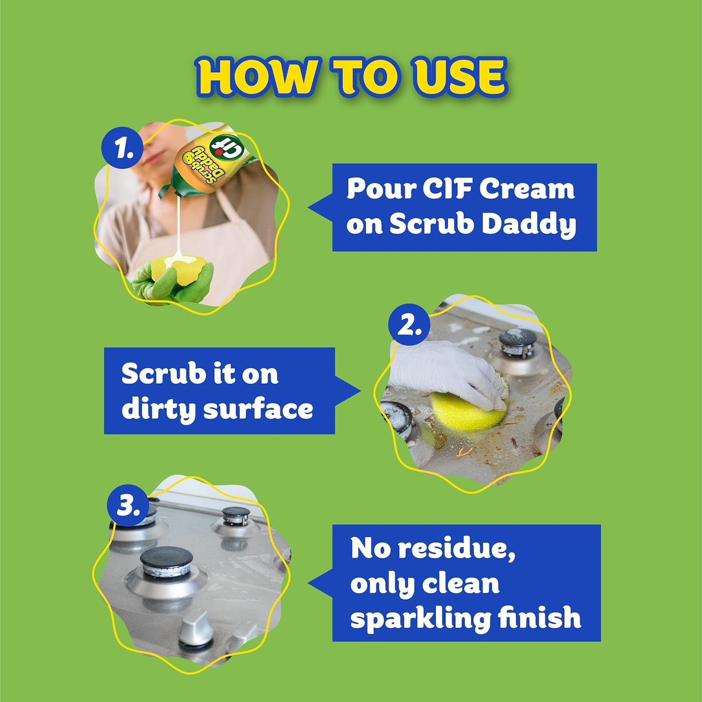 Scrub Daddy Scrub Mommy Kit - Scratch-Free Dual-Sided Kitchen & Bathroom Scrubber + Cif All Purpose Cleaner