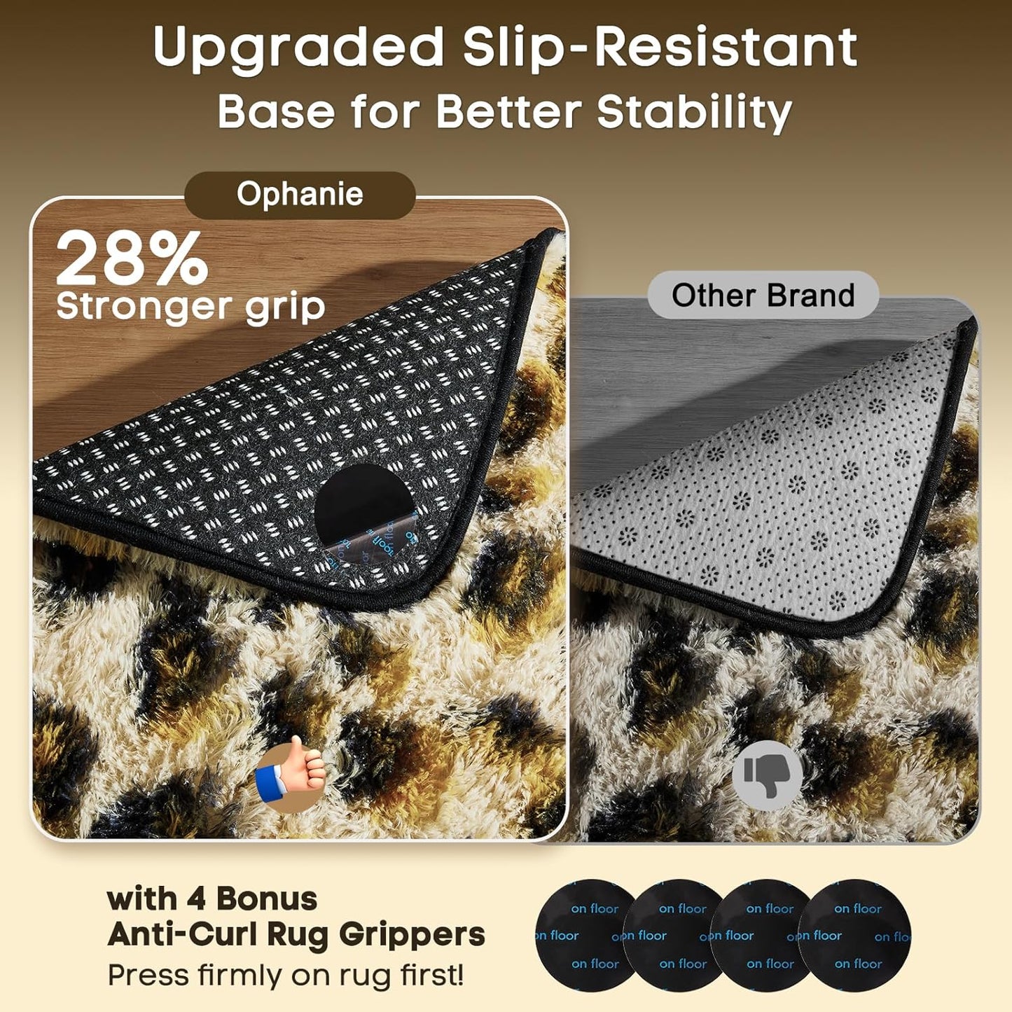 Ophanie Leopard Print Rug - Fluffy Shaggy Soft Throw for Bedroom & Living Room | Large 4x6 Cheetah Design