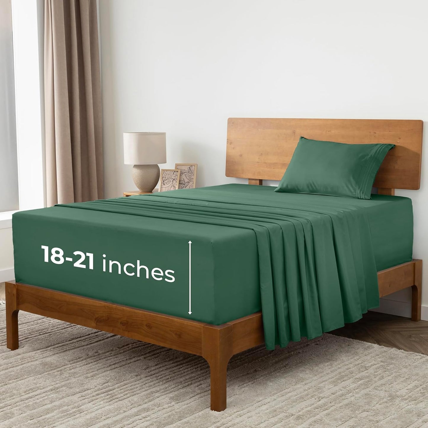 Mellanni Extra Deep Twin XL Sheets - Luxury Cooling Bed Sheets | Ultra Soft, Stain Resistant (Emerald Green)