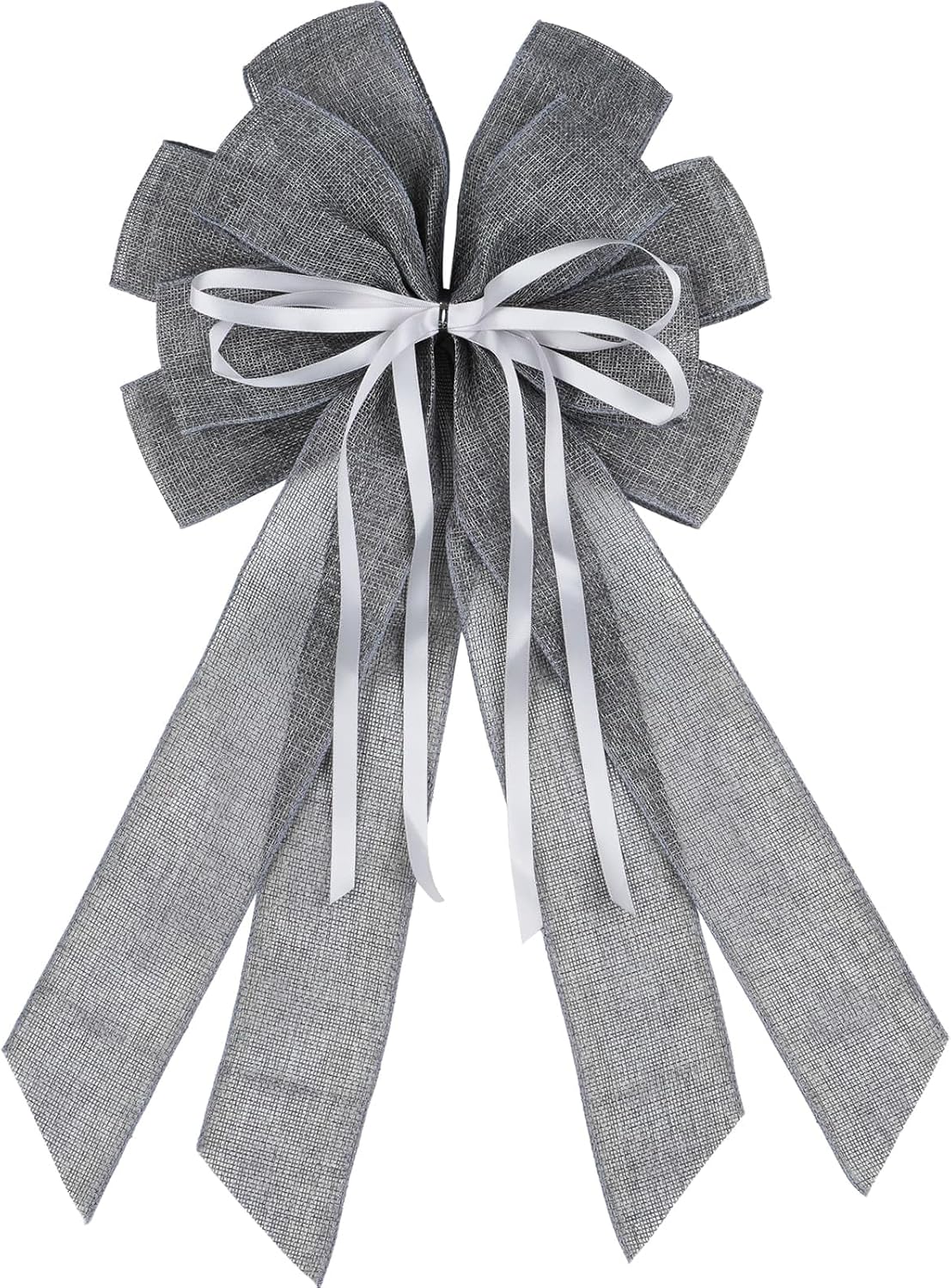 YKW Large Gray Burlap Bow - 20x11 Inch Modern Farmhouse Wreath Decor | Versatile Indoor/Outdoor Holiday Accent