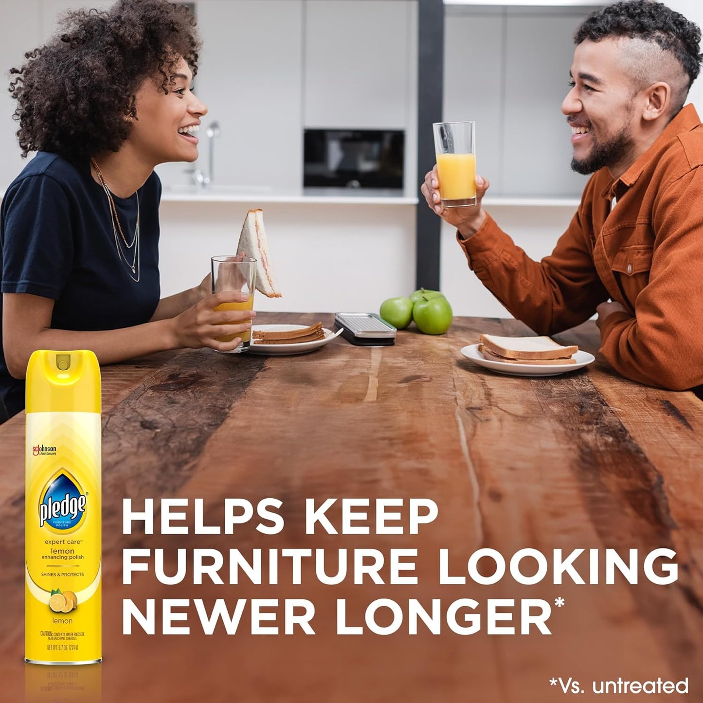 Pledge Enhancing Polish Spray - Wood & Stainless Steel Cleaner | Fast Shine & Scratch Protection, 9.7oz - Lemon Scent