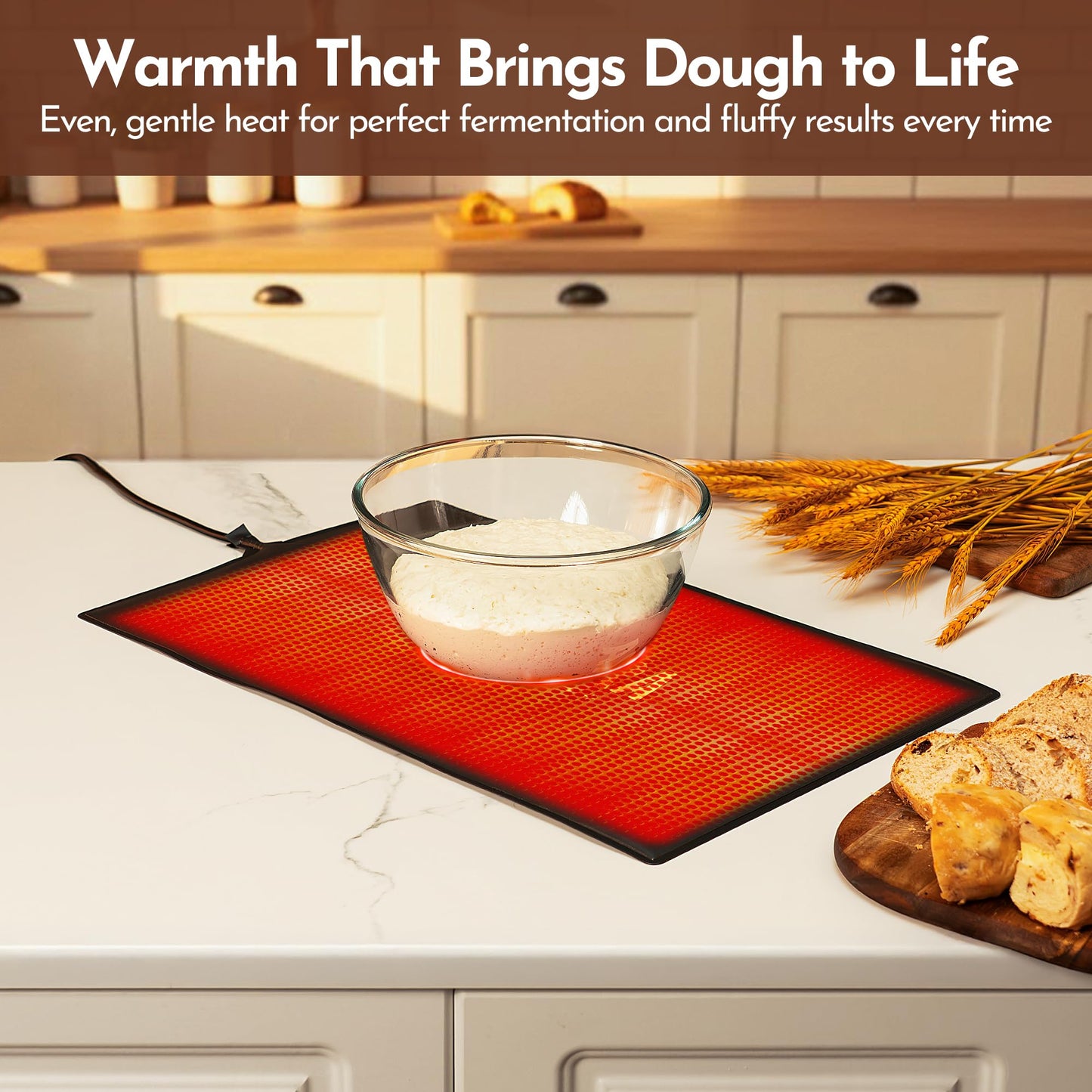 Dougvera Bread Proofing Mat 13 x 21In Bread Proofer Warming Mat for Food – Temperature Controlled Sourdough Heating Pad for Home Baking – Waterproof Casing – 2.1M Cord with Standard Plug