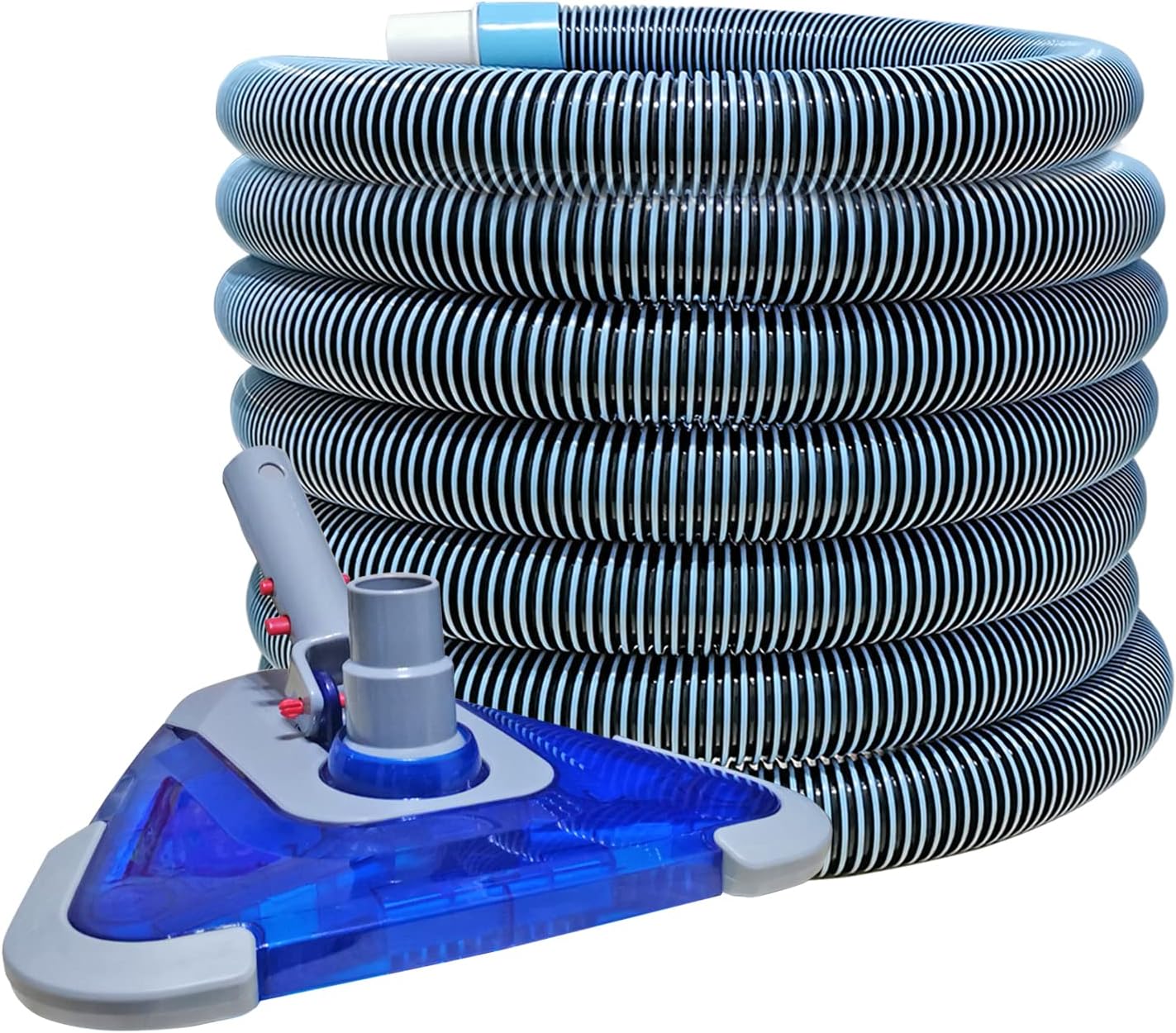 POOLWHALE Swimming Pool Vacuum Hose - 1-1/2 Inch x 24 Feet with Swivel Cuff & Weighted Head | Ideal for Above Ground & Small Inground Pools