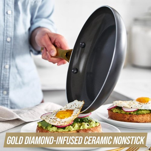 Blue Diamond 8" Nonstick Frying Pan - Diamond Infused Ceramic, Dishwasher Safe, Induction Compatible, Black