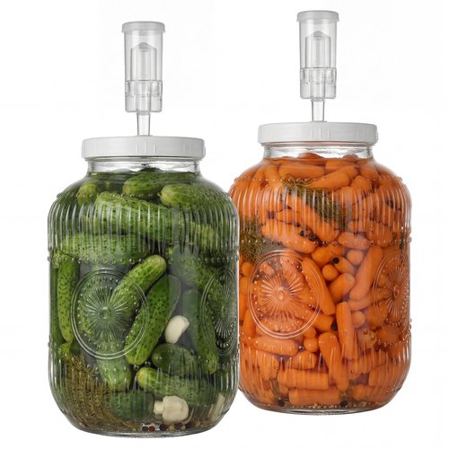Amzcku 2 Pack 1 Gallon Large Fermentation Vintage Jars with Lids - Wide Mouth Glass Jar- Pickle Jars for Sauerkraut, Sourdough Starter