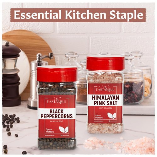 Eastanbul Himalayan Pink Salt & Whole Peppercorns Refill - 6oz & 12.3oz Gift Box Set