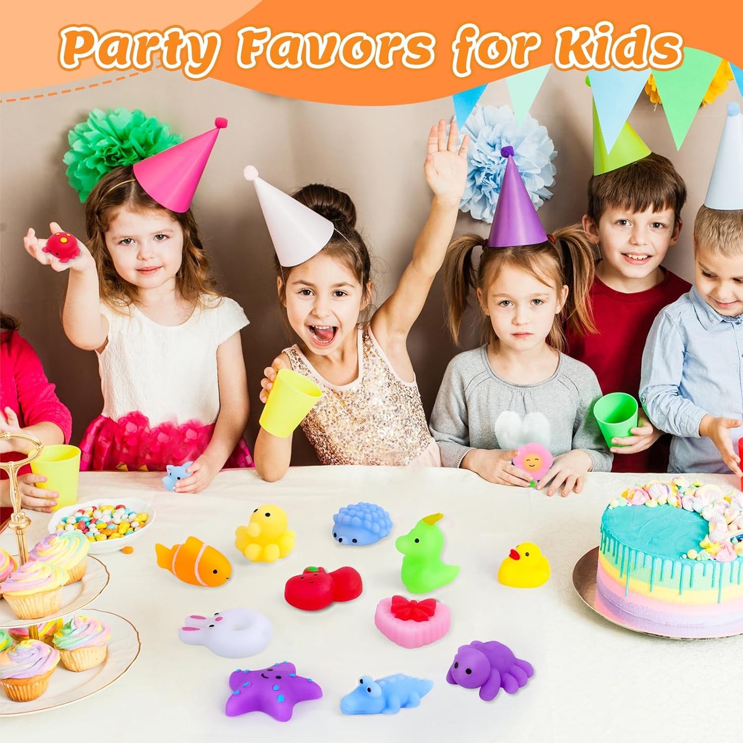 VISCOO 40 Pack Squishy Toys - Kawaii Mochi Party Favors for Kids | Easter Basket Stuffers & Classroom Prizes