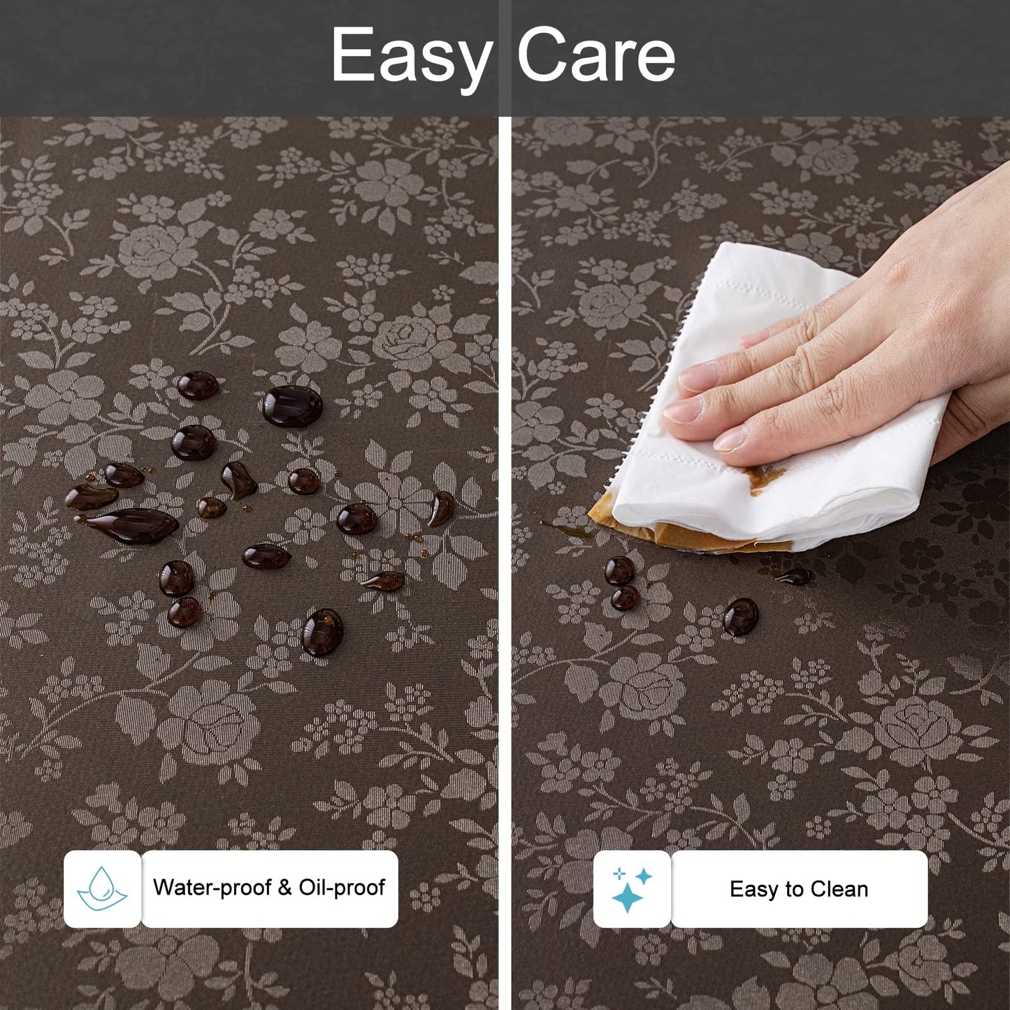Smiry Rectangle Table Cloth, Waterproof Heavy Duty Vinyl Tablecloths, Wipeable Washable Table Cover for Kitchen and Dining Room (Coffee, 70" X 120")