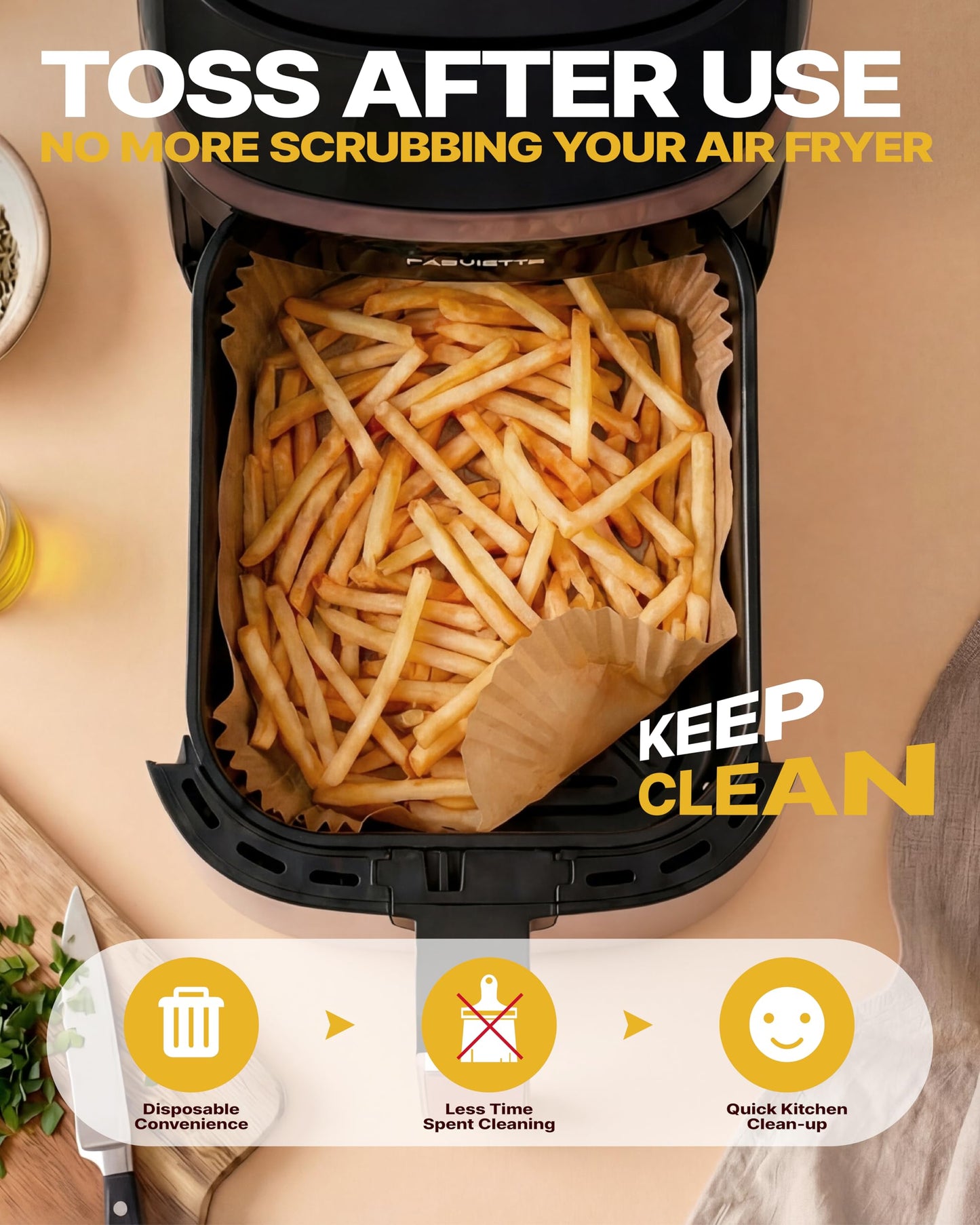 Katbite Air Fryer Liners Disposable - 100PCS, 8x5.5'' Rectangle Liners for Air Fryer Basket, Thick Air Fryer Parchment Paper Liners for Ninja Dual Airfryer Accessories, DZ201, DZ401, FG551