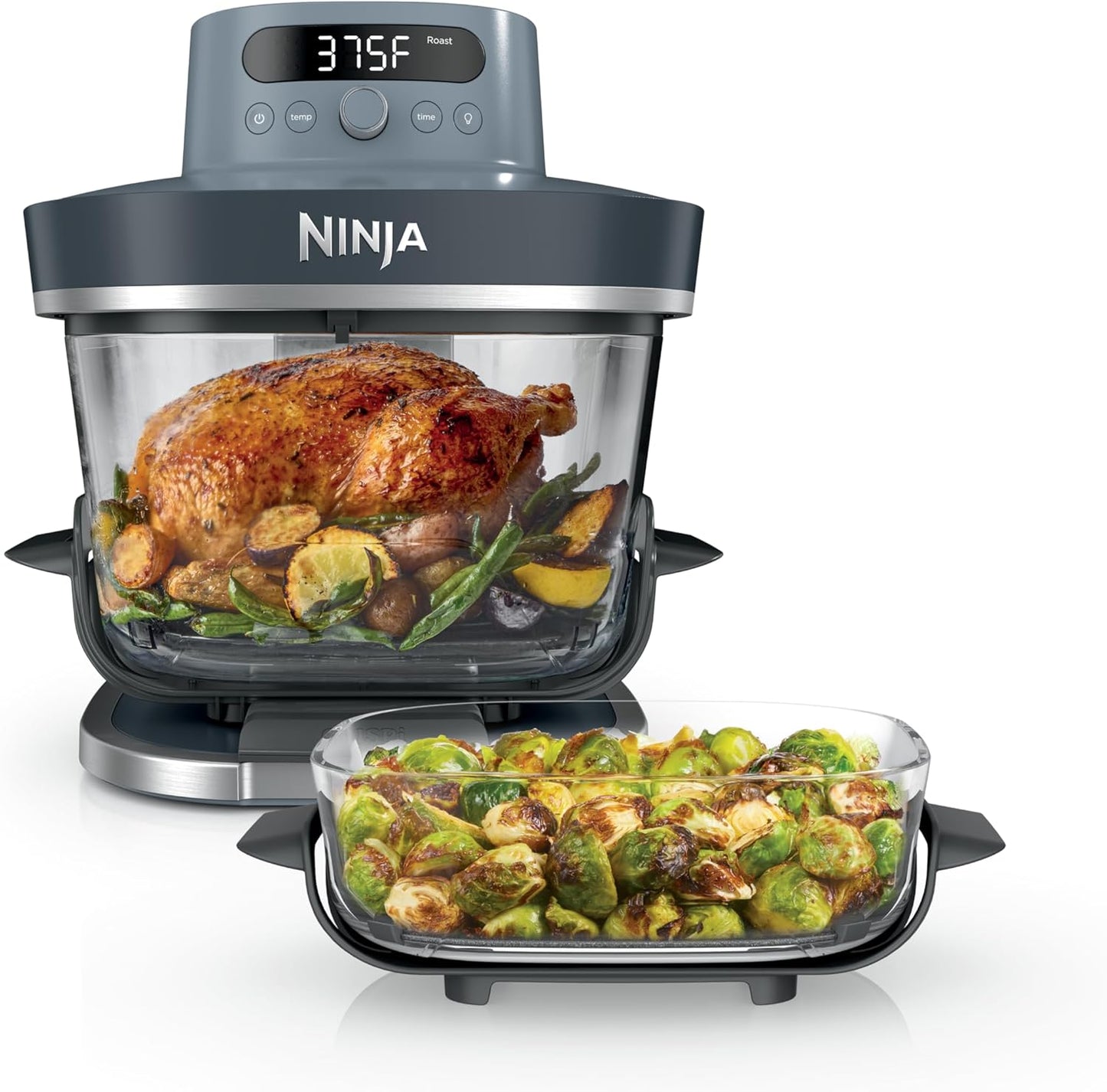 Ninja Crispi Pro 6-in-1 Glass Air Fryer - Nontoxic 6qt & 2.5qt Containers | Max Crisp, Bake, Roast, Dehydrate