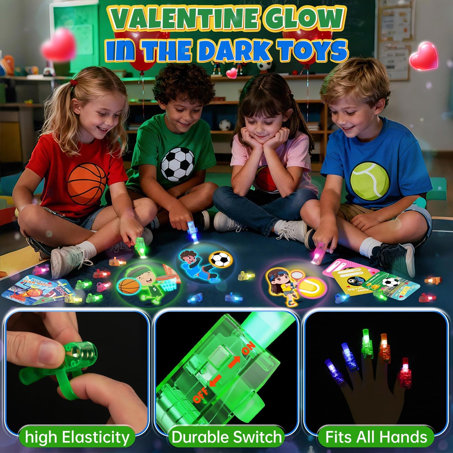 CPSYUB 28 Pack Easter LED Finger Lights with Cards, Space Astronaut Glow in the Dark Toys, Kids Party Favors, Easter Basket Stuffers, Classroom Prizes & Goodie Bag Fillers