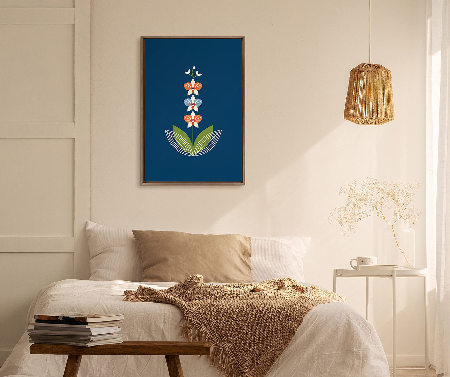Kate and Laurel Sylvie Orchid Framed Canvas Wall Art by Amber Leaders Designs, 23x33 Gold, Colorful Floral Art for Wall