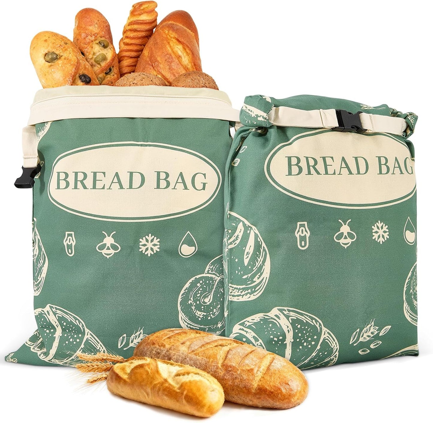 Skiennix Reusable Beeswax Bread Bags - 2 Pack Large 17x13 Inch for Homemade Bread | Freezer Safe Storage