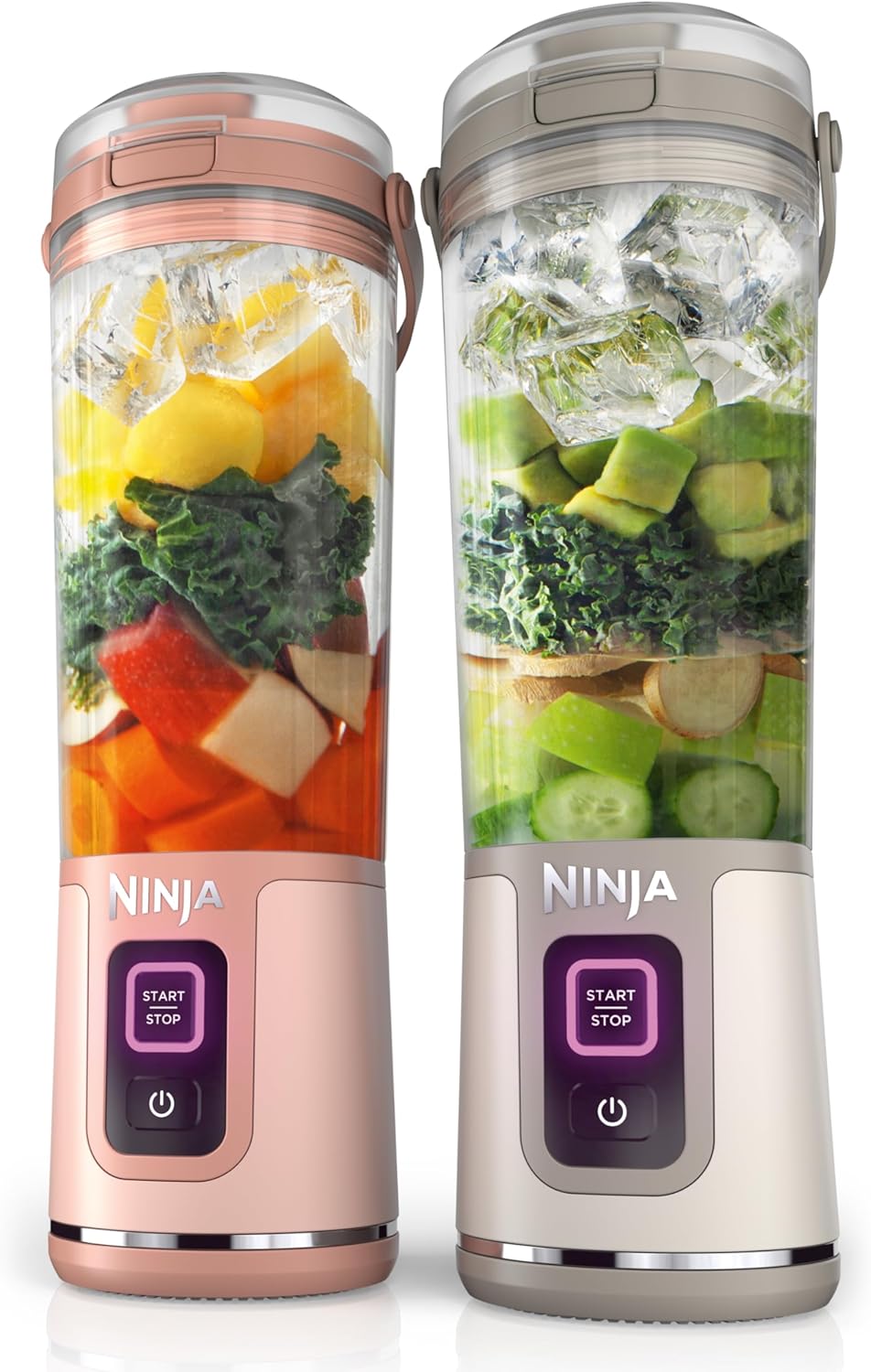 Ninja BC155PS Portable Blender - Cordless Personal Blender for Shakes & Smoothies | 18oz, BPA-Free, Rechargeable, Peach & Stone