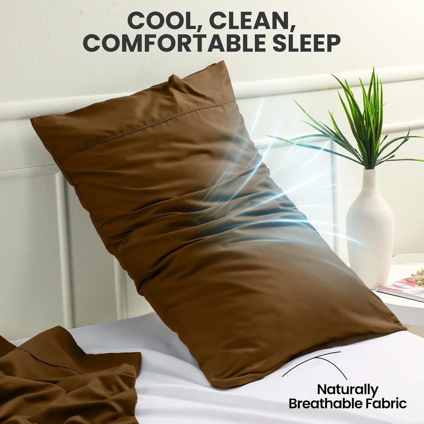 Utopia Bedding Standard Pillow Cases - Soft Brushed Microfiber - 2 Pack, 20 X 26 Inches | Mocha Color