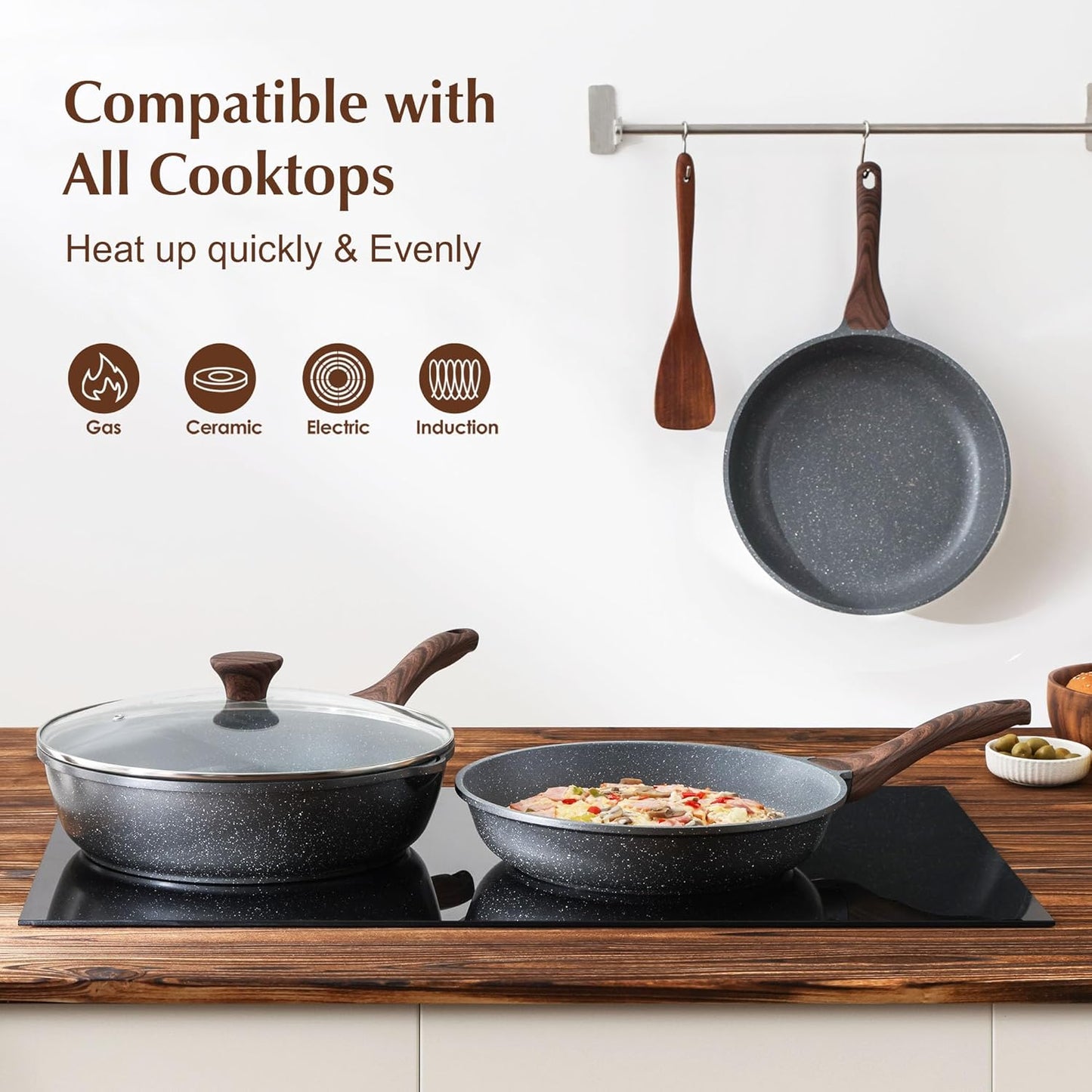 SENSARTE Nonstick Frying Pan - Swiss Granite Coating Omelette Pan, PFOA Free | 9.5 Inch Chef's Cookware